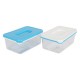 Rectangular Lunchbox with Lid White & Blue High