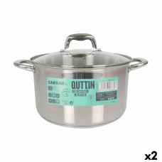 Olla con Tapa de Cristal Quttin Caesar Acero ø 26 x 15,5 cm (2 Unidades)