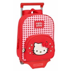 School Rucksack with Wheels Hello Kitty Spring Red 26 x 34 x 11 cm