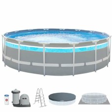 Circular Pool with Filtering System Intex Clearview Prism Frame 488 x 122 cm