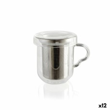 Cup with Tea Filter Quid Serenia Transparent Glass Stainless steel 350 ml (12 Units)