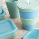 Vaso con Pajita Quid Inspira Con Tapa 480 ml Azul Plástico (12 Unidades)