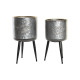 Set de Macetas DKD Home Decor Negro Gris 100 % Metal (25 x 25 x 46	 cm)