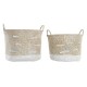 Basket set DKD Home Decor Polyester Natural Fibre (33 x 33 x 24 cm)