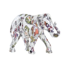 Decorative Figure DKD Home Decor 23 x 9 x 17 cm Elephant White Multicolour Colonial