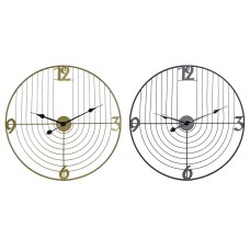 Wall Clock DKD Home Decor Black Golden Metal 60 x 3 x 60 cm Modern (2 Units)