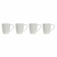 4 Piece Mug Set DKD Home Decor Natural Rubber wood White 300 ml Stoneware