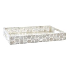 Bandeja de Aperitivos DKD Home Decor Mosaico Blanco Nácar 30 x 20 x 4 cm Boho