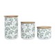 3 Tubs DKD Home Decor Natural White Green Bamboo Stoneware Tropical 10 x 10 x 17 cm