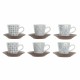 Juego de Tazas de Café DKD Home Decor Azul Marrón Madera de caucho Blanco Gres 90 ml