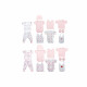 Set of clothes DKD Home Decor Cotton Pink White (11 Pieces)