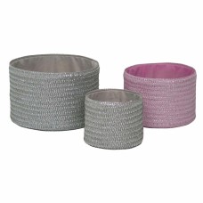 Basket set DKD Home Decor Grey Pink polypropylene 27 x 27 x 17 cm