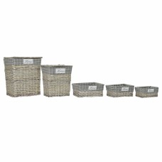 Basket set DKD Home Decor Polyester wicker Traditional (47 x 34 x 55 cm) (5 pcs)