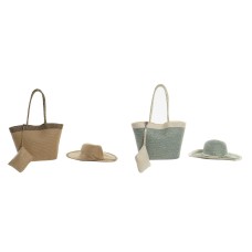 Bolsa de Playa DKD Home Decor 43 x 10 x 28 cm Beige Marrón Verde (2 Unidades)