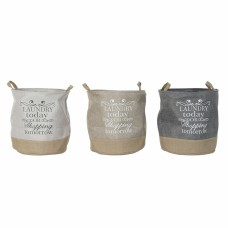 Basket DKD Home Decor 8424001855735 39 x 39 x 41 cm Grey Beige Polyester Light brown (3 Pieces)