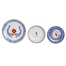 Set de Vajilla DKD Home Decor Porcelana Rojo Azul Blanco 27 x 27 x 3 cm 18 Piezas