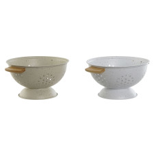 Escurridor Home ESPRIT Blanco Beige Bambú Acero Inoxidable 30 x 24,5 x 14 cm (2 Unidades)