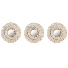 Mirror Set Home ESPRIT White Boho 20 x 1 x 20 cm (3 Pieces)