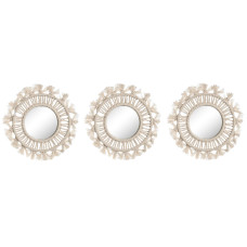Mirror Set Home ESPRIT White Boho 20 x 1 x 20 cm (3 Pieces)