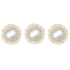 Wall mirror Home ESPRIT White Boho 20 x 1 x 20 cm (3 Pieces)