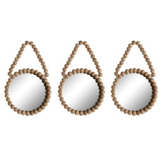 Juego de Espejos Home ESPRIT Natural Madera Cristal Scandi 15 x 1 x 24 cm (3 Piezas)
