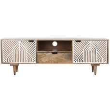 TV furniture Home ESPRIT White Mango wood 160 x 41 x 55 cm