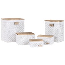 Laundry basket Home ESPRIT White Natural Wood 43 x 34 x 50 cm 5 Pieces