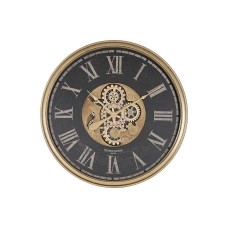 Wall Clock Home ESPRIT Black Golden Crystal Iron 80 x 9,5 x 80 cm