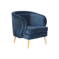 Armchair DKD Home Decor Blue Natural Polyester Velvet Wood Metal 78 x 78 x 78 cm