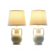 Lámpara de mesa Home ESPRIT Blanco Beige Cerámica 50 W 220 V (2 Unidades)