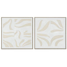 Cuadro Home ESPRIT Blanco Beige Abstracto Escandinavo 83 x 4,5 x 83 cm (2 Unidades)
