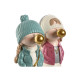 Figura Decorativa Home ESPRIT Rosa Turquesa Dorado 8 x 10 x 20 cm (2 Unidades)