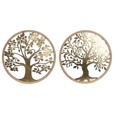 Wall Decoration Home ESPRIT Golden Natural Tree Cottage 60 x 1,5 x 60 cm (2 Units)