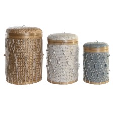 Basket set DKD Home Decor Multicolour Bamboo Boho 46 x 46 x 58 cm