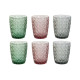 Set of glasses DKD Home Decor Green Grey Pink Crystal With relief 240 ml (6 Units)