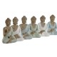 Figura Decorativa Home ESPRIT Blanco Verde Turquesa Buda Oriental 6 x 4 x 8,5 cm (6 Unidades)