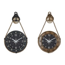 Wall Clock DKD Home Decor 43 x 8 x 71 cm Crystal Black Golden Iron (2 Units)