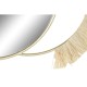 Wall mirror DKD Home Decor Natural Golden Metal Fibre Fringe (89 x 2 x 40 cm)