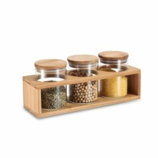 Set de 3 Botes DKD Home Decor 31 x 11 x 11,5 cm Natural Bambú Vidrio de Borosilicato