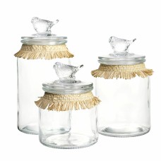 Set de 3 Botes DKD Home Decor 11 x 11 x 22 cm Cristal Natural Transparente