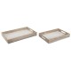 Set of trays Home ESPRIT White Mango wood MDF Wood 44 x 29 x 5 cm (2 Units)