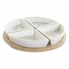 Appetizer Set DKD Home Decor Multicolour Natural Bamboo Plastic Stoneware Cottage 21,5 x 21,5 x 1 cm