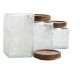 Set de 3 Botes Home ESPRIT Natural Cristal Acacia 500 ml 750 ml 1 L 9,5 x 9,5 x 17,5 cm