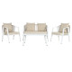 Conjunto de Mesa con 3 Sillones Home ESPRIT Blanco Acero 123 x 66 x 72 cm