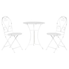 Conjunto de Mesa con 2 Sillas Home ESPRIT Blanco 60 x 60 x 70 cm