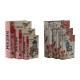 Juego de Cajas Decorativas Home ESPRIT Marrón Madera Lienzo Floral 22 x 7,5 x 30 cm (2 Unidades)