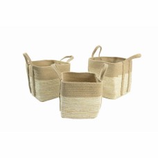 Basket set DKD Home Decor Jute Fibre Cottage (3 pcs) (35 x 35 x 35 cm)