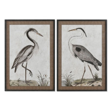Cuadro Home ESPRIT Pájaro Oriental 70 x 4 x 100 cm (2 Unidades)
