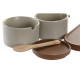 Azucarero DKD Home Decor 19,5 x 18,5 x 7 cm Beige Marrón Madera de caucho 4 Piezas