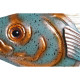 Decoración de Pared Home ESPRIT Azul Multicolor Dorado Pez Mediterráneo 70 x 4,5 x 25,5 cm (2 Unidades)